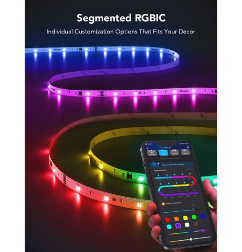 RGBIC Basic LED Strip Lights with Bluetooth & APP Control (1*10m) for Customizable Illumination